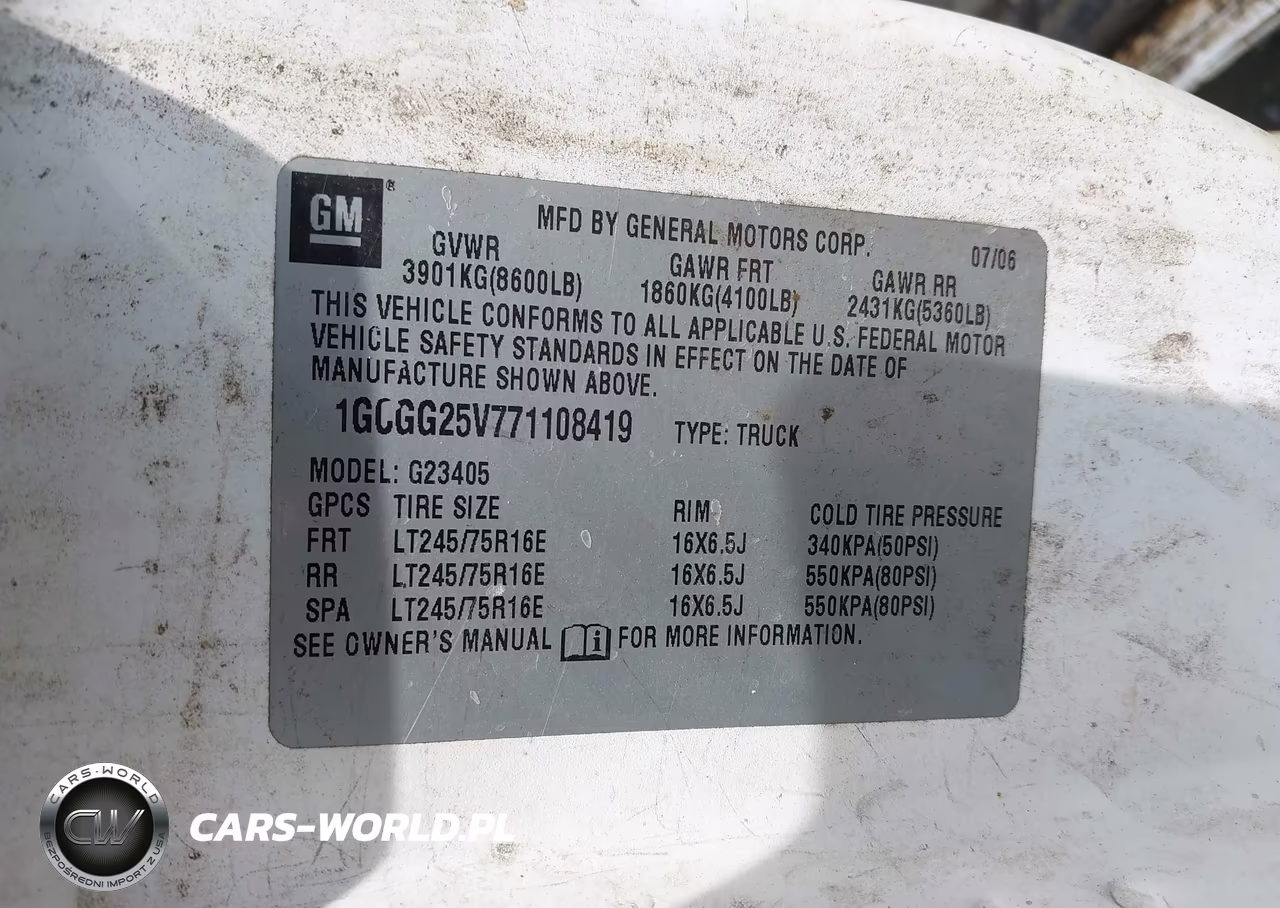 2007 Chevrolet Express Work Van VIN:1GCGG25V771108419 - 9
