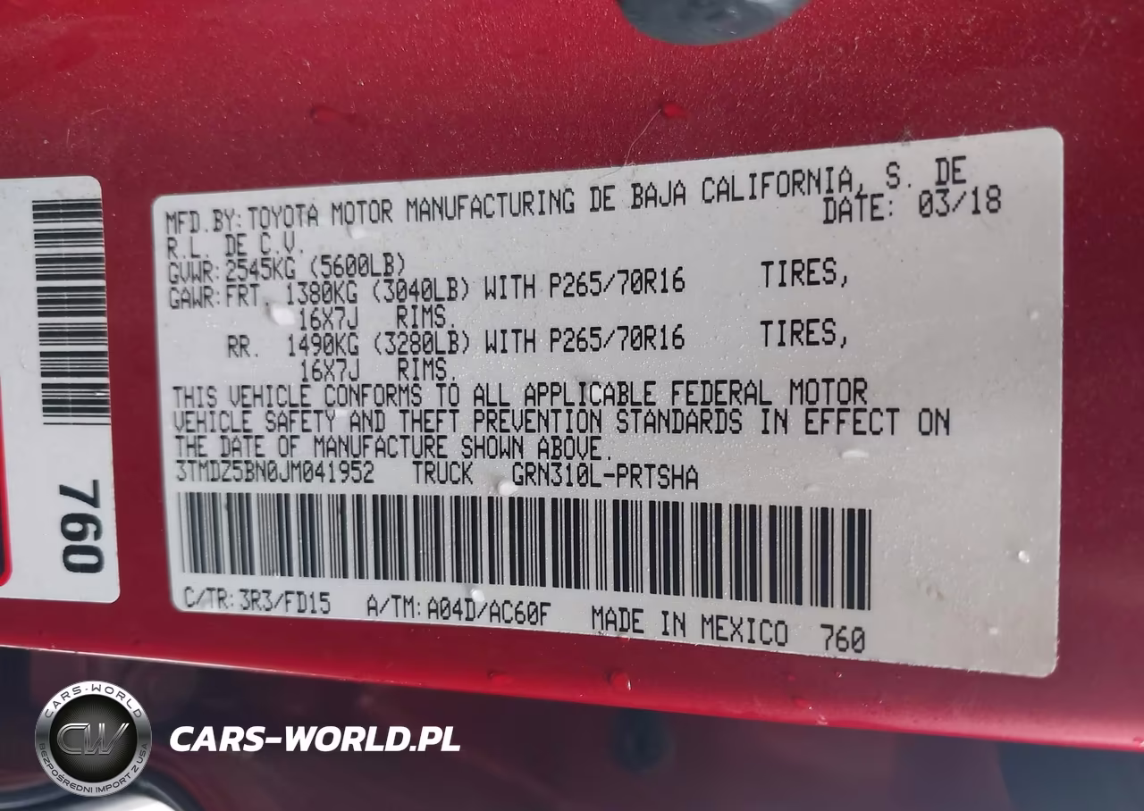 2018 Toyota Tacoma Trd Off Road VIN:3TMDZ5BN0JM041952 - 9