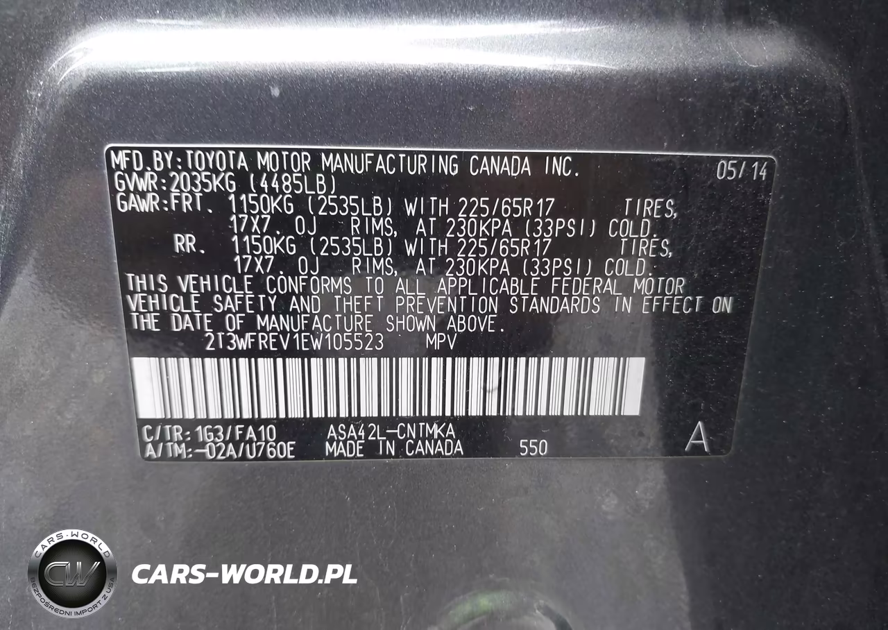 2014 Toyota Rav4 Xle VIN:2T3WFREV1EW105523 - 9