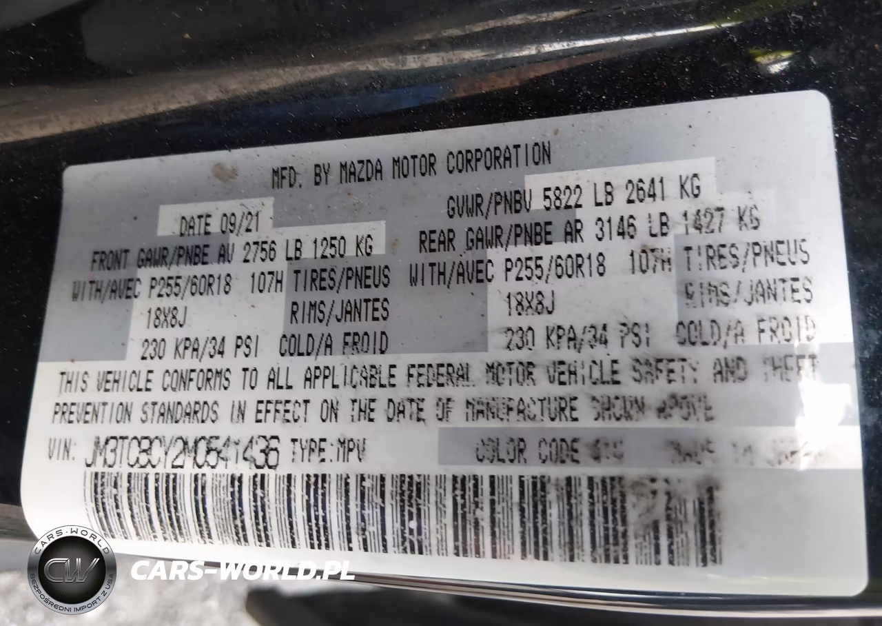 2021 Mazda Cx-9 Touring VIN:JM3TCBCY2M0541436 - 9