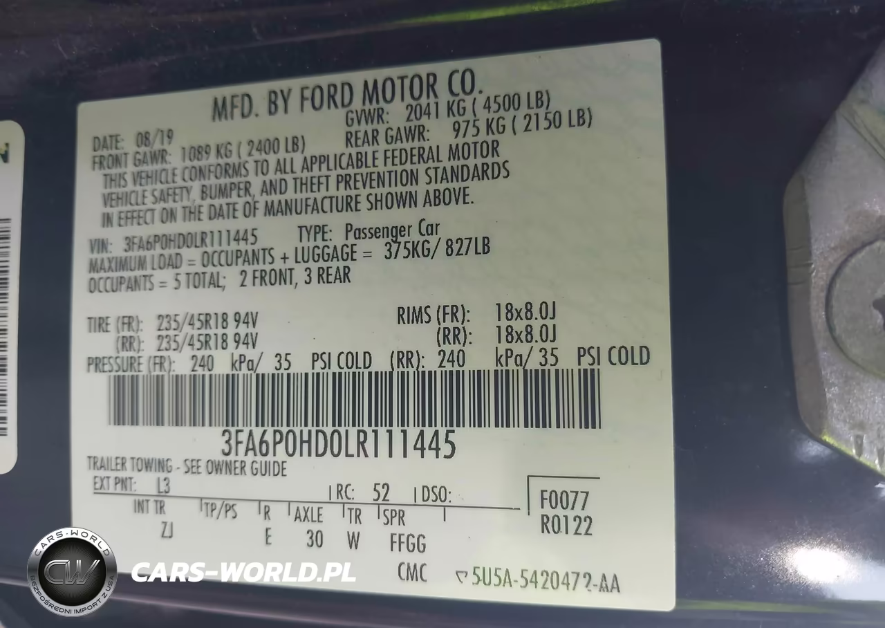 2020 Ford Fusion Se VIN:3FA6P0HD0LR111445 - 9