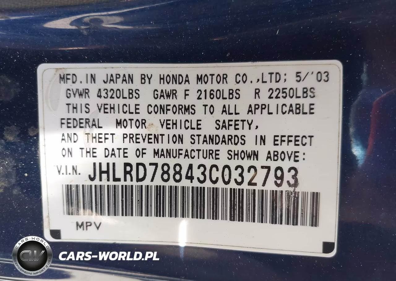 2003 Honda Cr-V Ex VIN:JHLRD78843C032793 - 9
