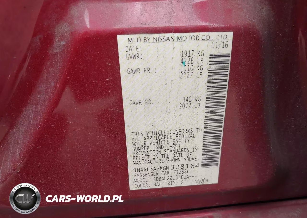 2016 Nissan Altima 2.5-2.5 S-2.5 Sl-2.5 Sr-2.5 Sv VIN:1N4AL3AP8GN328164 - 9