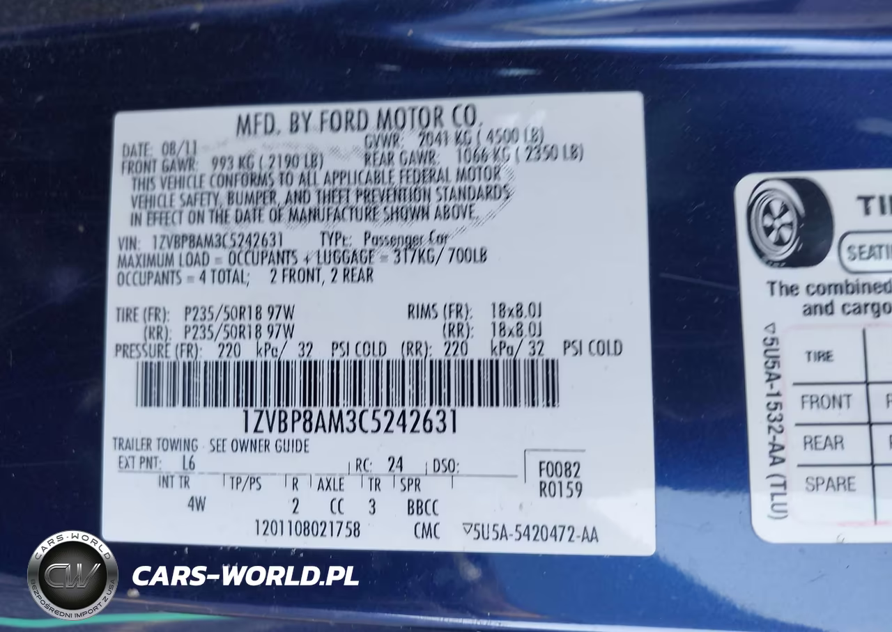2012 Ford Mustang V6 Premium VIN:1ZVBP8AM3C5242631 - 9