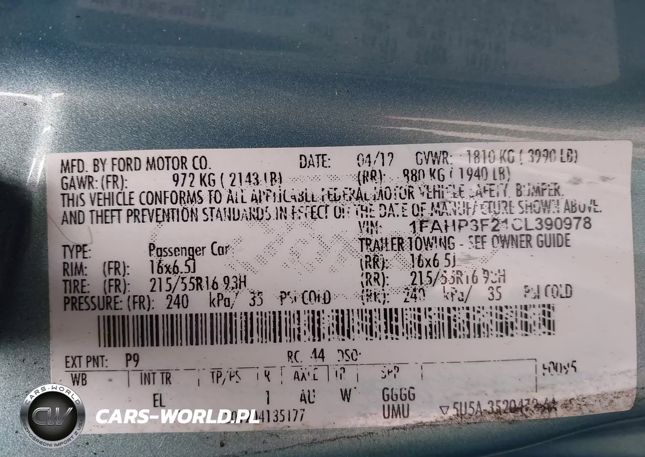 2012 Ford Focus Se VIN:1FAHP3F21CL390978 - 9