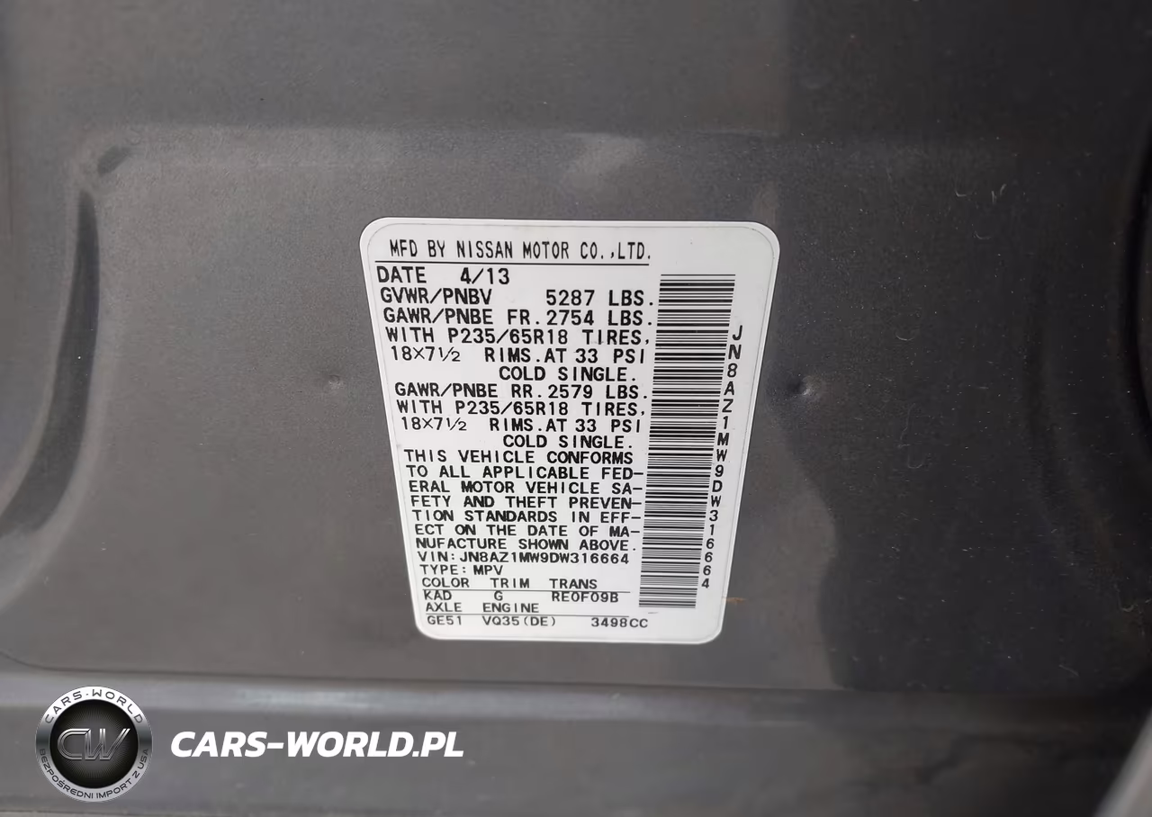 2013 Nissan Murano Sl VIN:JN8AZ1MW9DW316664 - 9