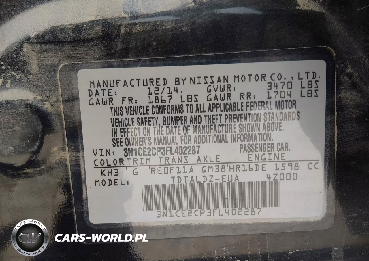 2015 Nissan Versa Note S (Sr)-S Plus-Sl-Sr-Sv VIN:3N1CE2CP3FL402287 - 9