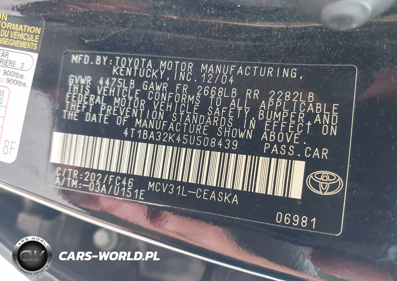 2005 Toyota Camry Se V6 VIN:4T1BA32K45U508439 - 9