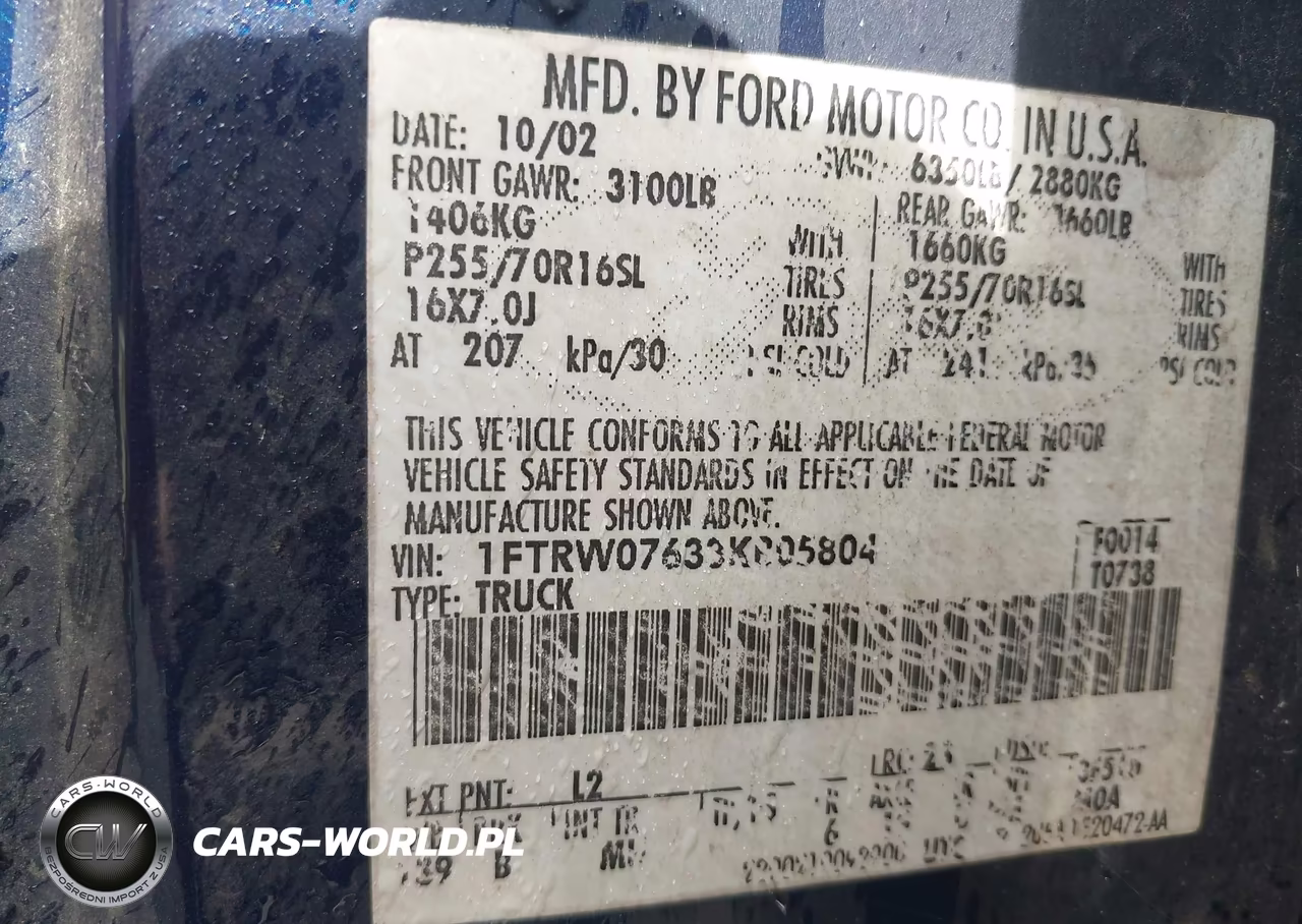 2003 Ford F-150 Lariat-Xlt VIN:1FTRW07633KB05804 - 9