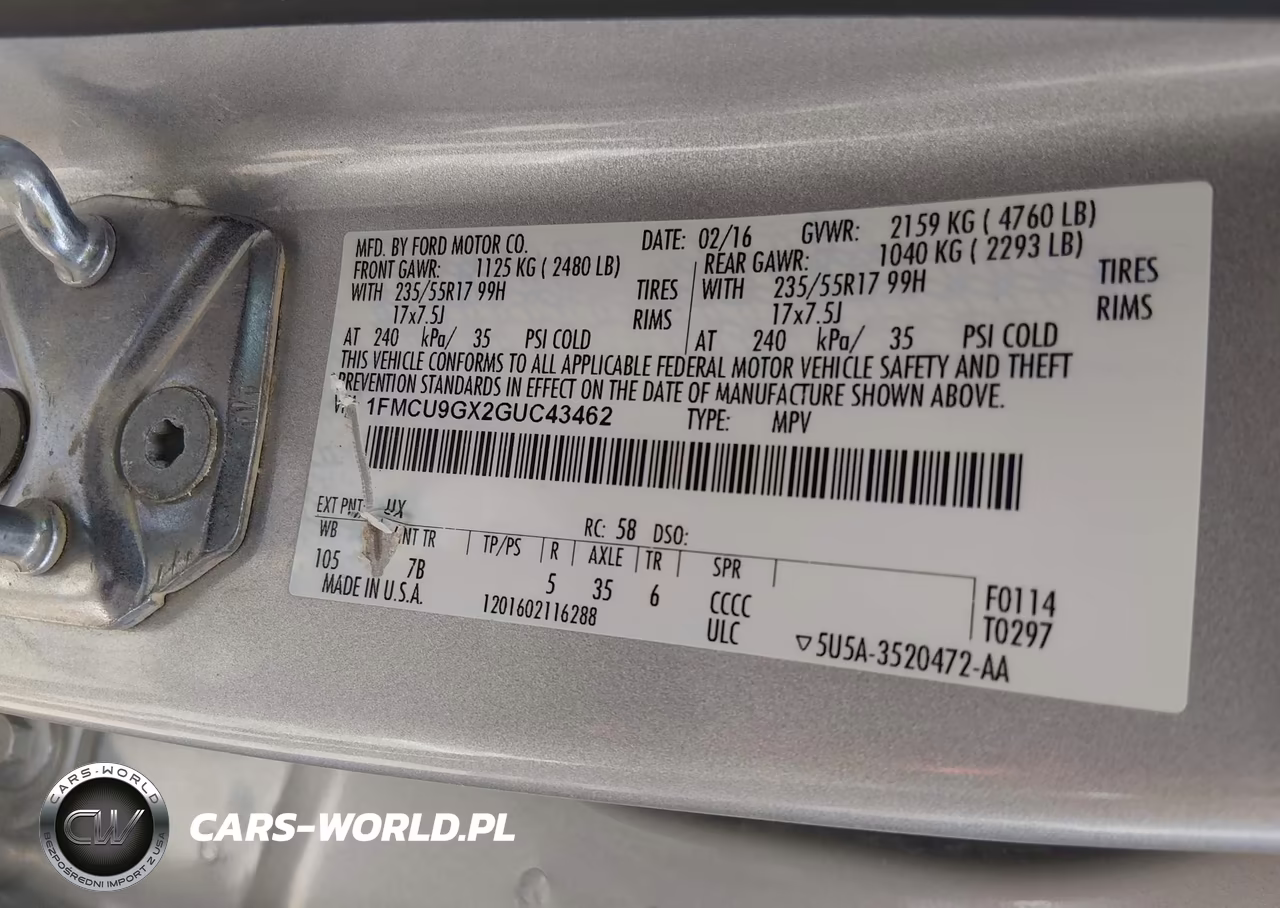 2016 Ford Escape Se VIN:1FMCU9GX2GUC43462 - 9