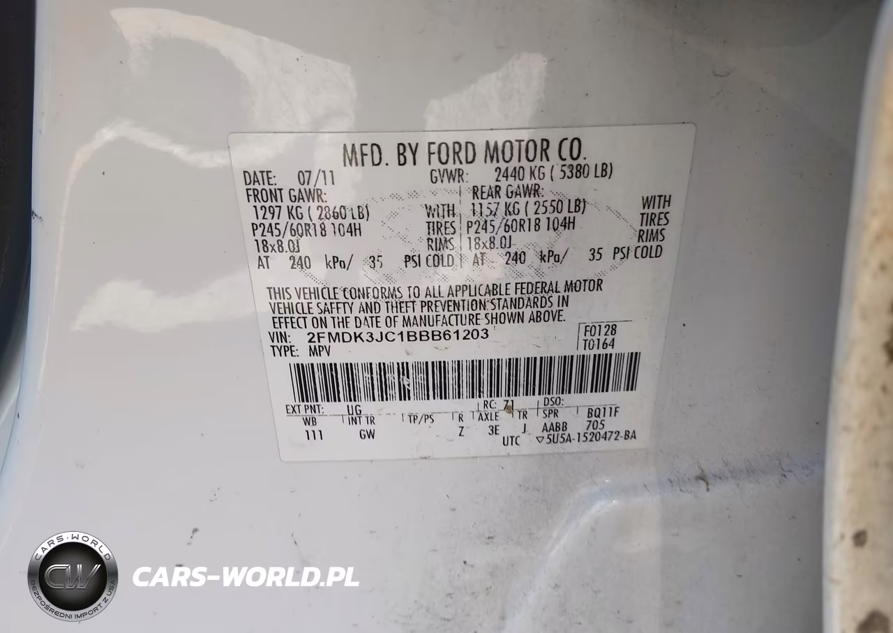 2011 Ford Edge Sel VIN:2FMDK3JC1BBB61203 - 9