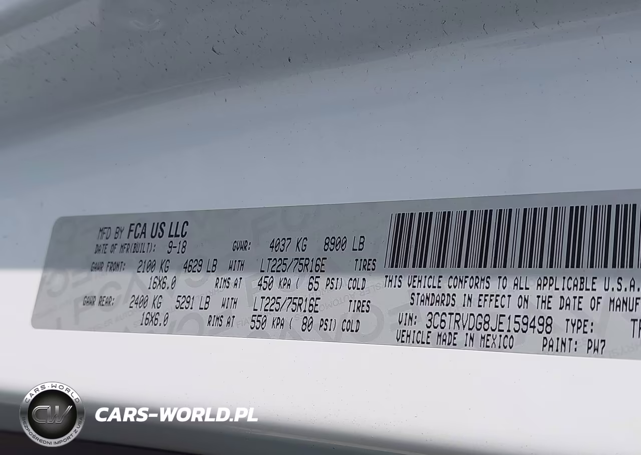 2018 Ram Promaster 2500 High Roof 159 Wb VIN:3C6TRVDG8JE159498 - 9