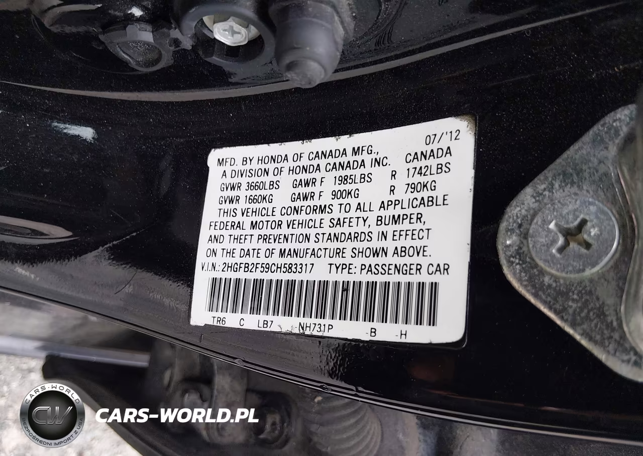 2012 Honda Civic Lx VIN:2HGFB2F59CH583317 - 9