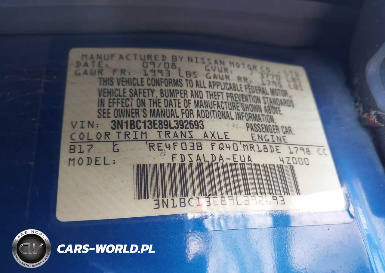 2009 Nissan Versa 1.8S VIN:3N1BC13E89L392693 - 9