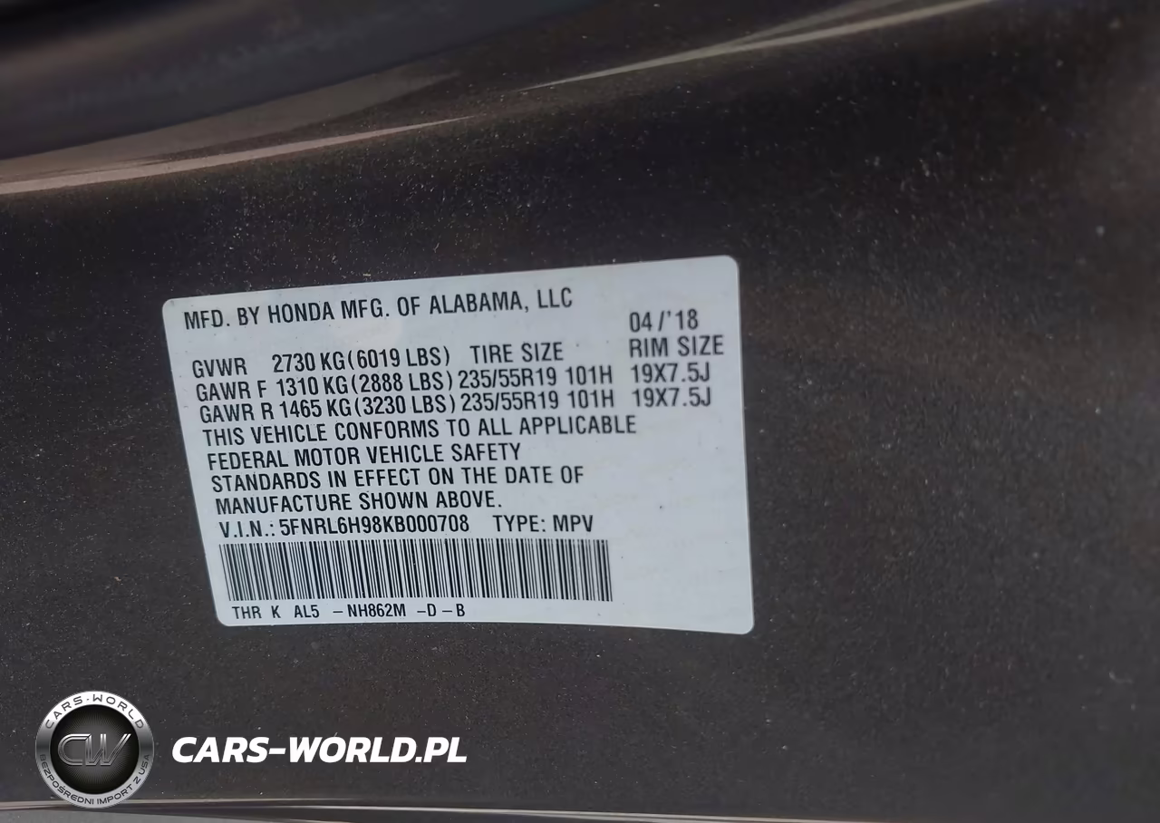 2019 Honda Odyssey Elite VIN:5FNRL6H98KB000708 - 9