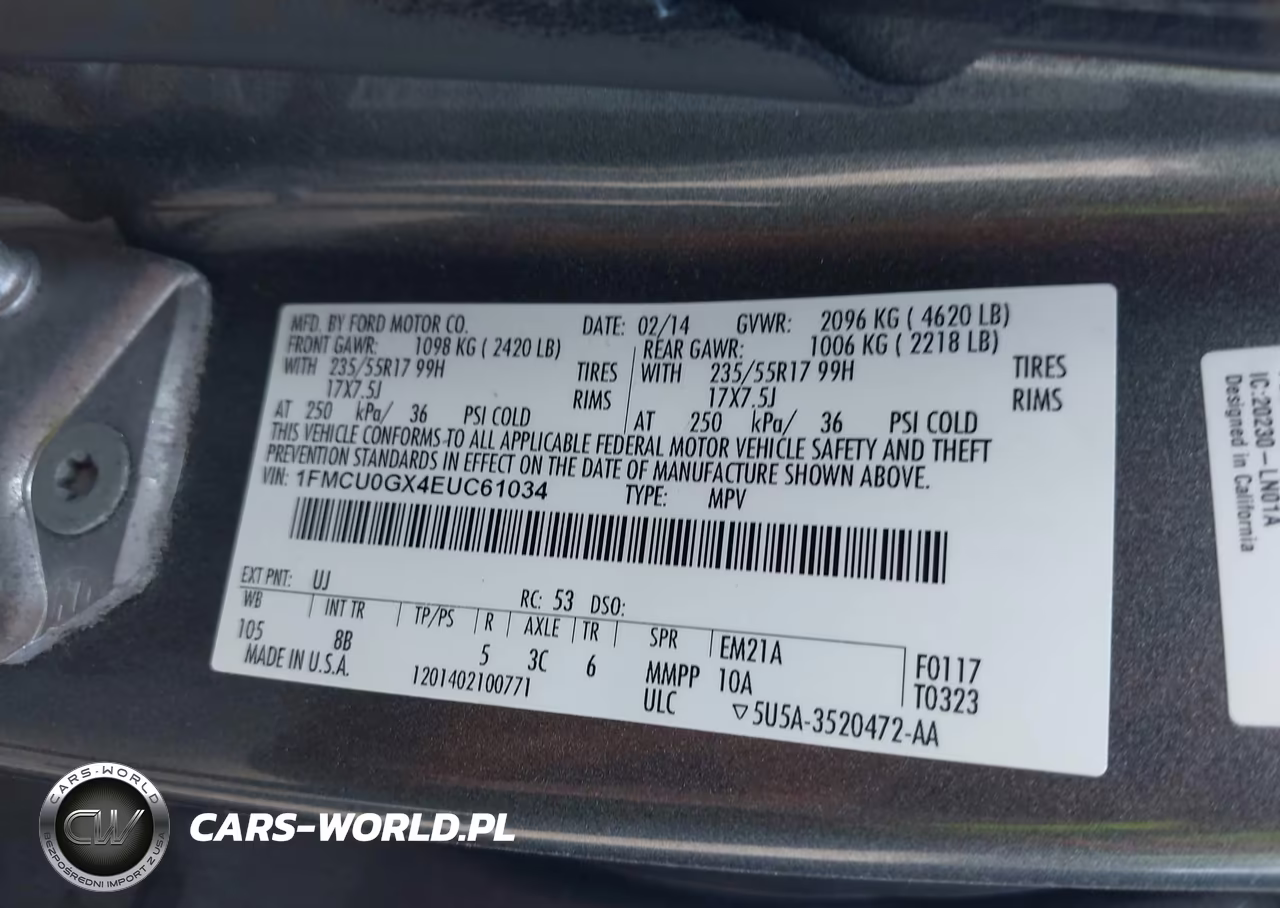 2014 Ford Escape Se VIN:1FMCU0GX4EUC61034 - 9