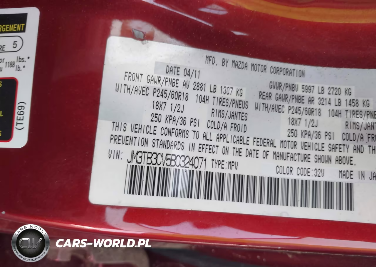 2011 Mazda Cx-9 Touring VIN:JM3TB3CV5B0324071 - 9