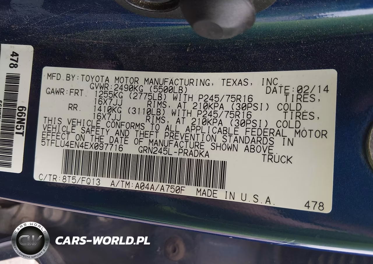 2014 Toyota Tacoma Base V6 VIN:5TFLU4EN4EX097716 - 9