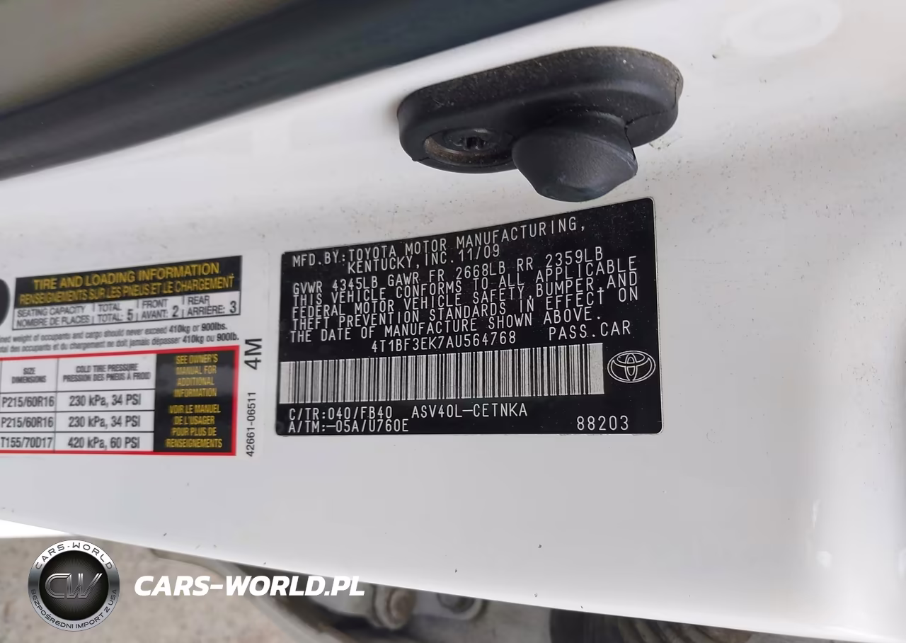 2010 Toyota Camry Le VIN:4T1BF3EK7AU564768 - 9