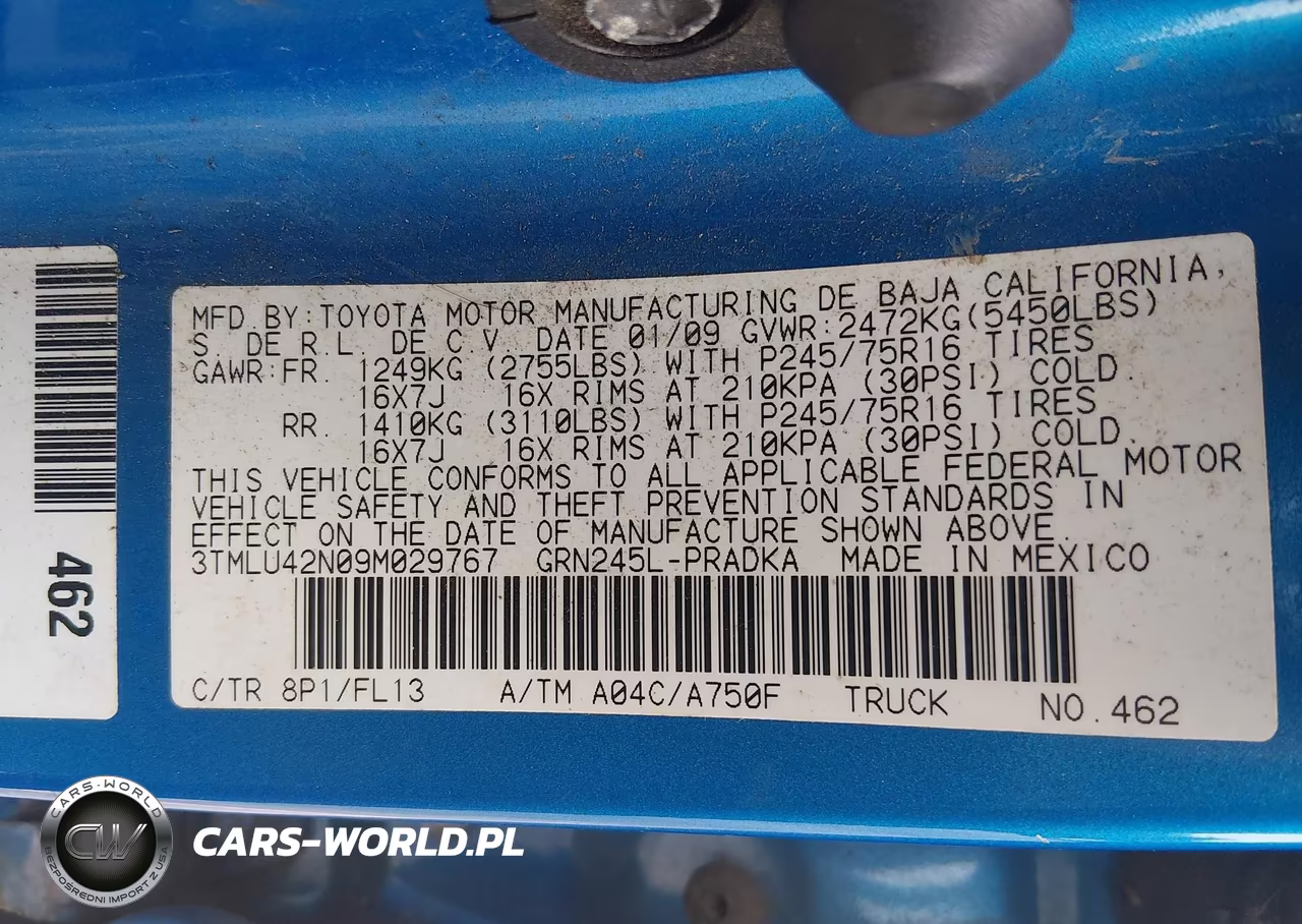 2009 Toyota Tacoma Base V6 VIN:3TMLU42N09M029767 - 9
