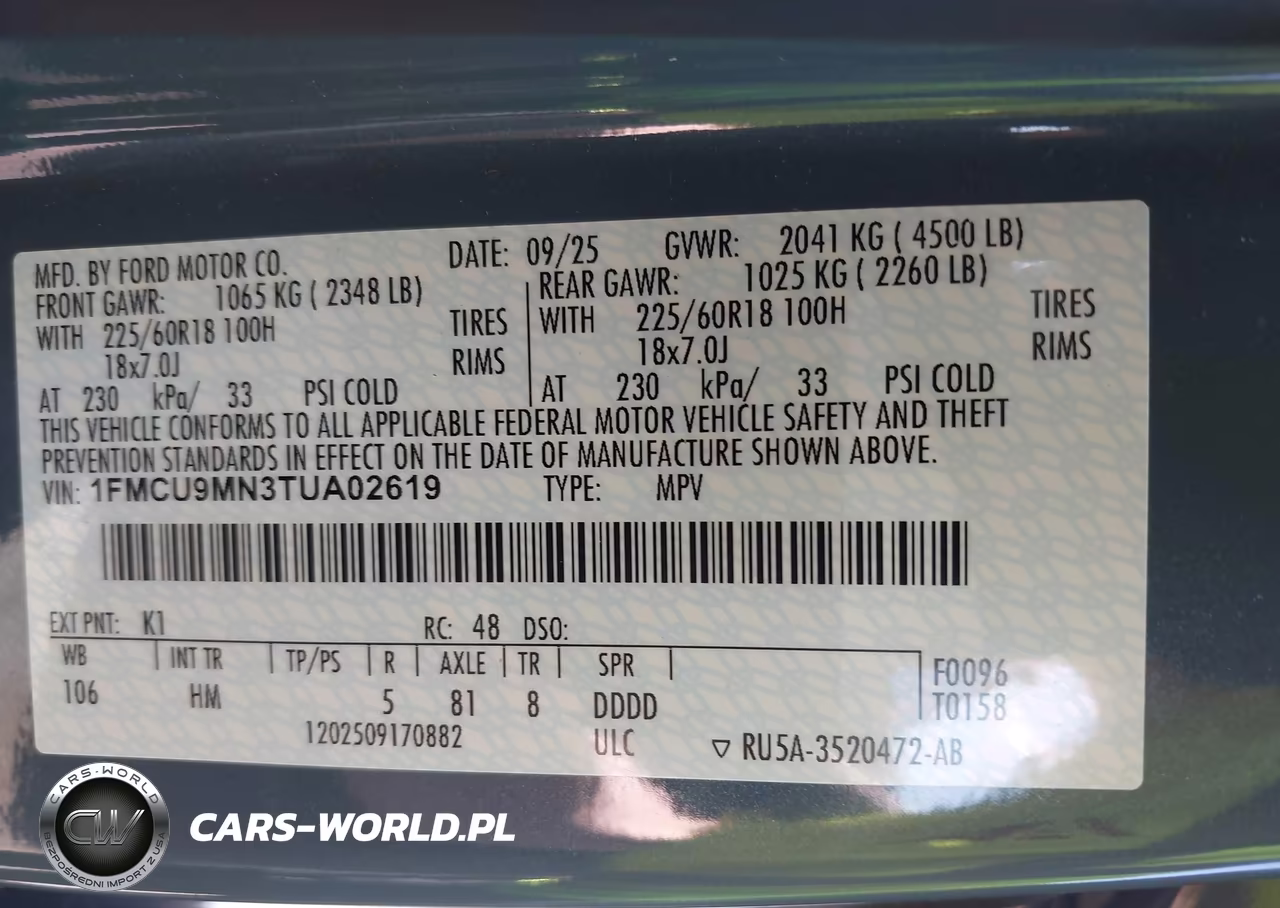 2026 Ford Escape St-Line VIN:1FMCU9MN3TUA02619 - 9