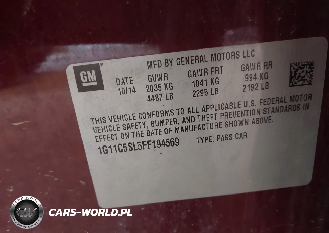 2015 Chevrolet Malibu 1Lt VIN:1G11C5SL5FF194569 - 9