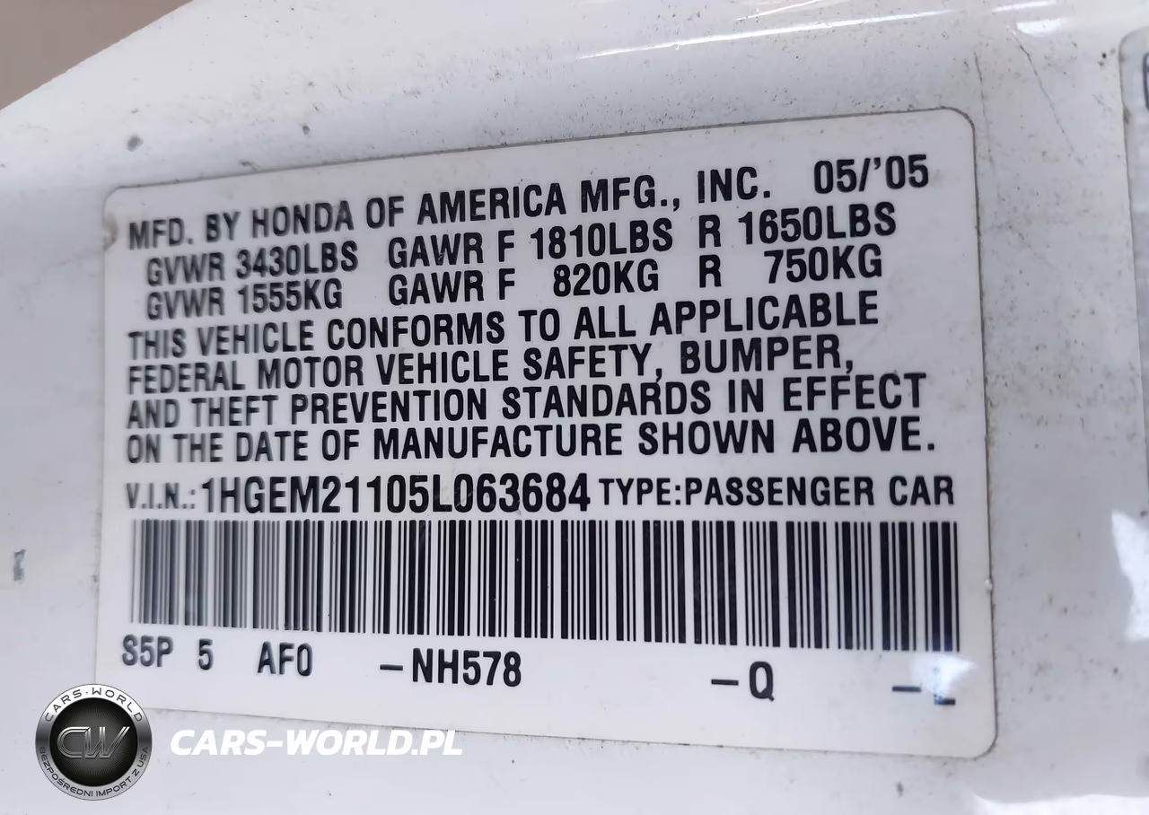 2005 Honda Civic Vp VIN:1HGEM21105L063684 - 9