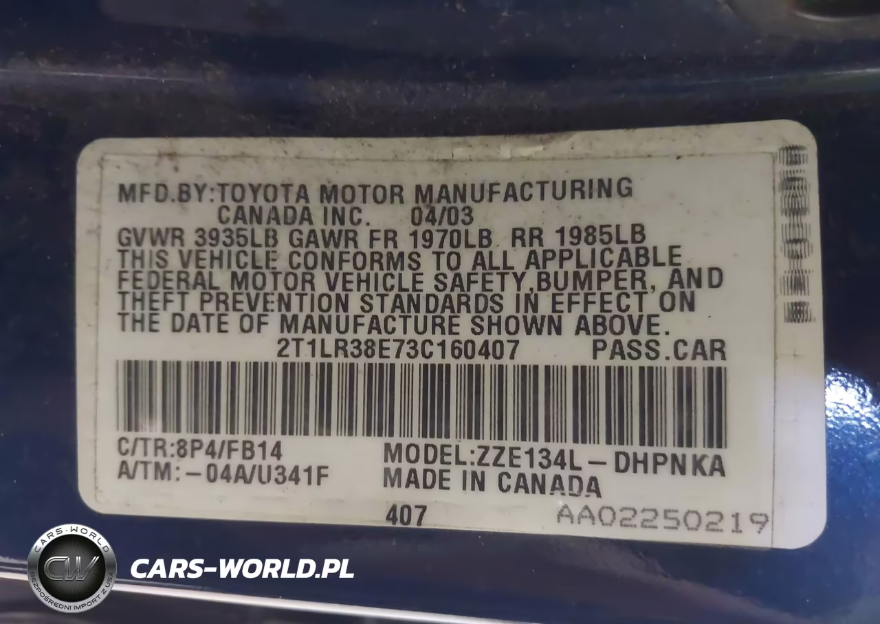 2003 Toyota Matrix Xr VIN:2T1LR38E73C160407 - 9