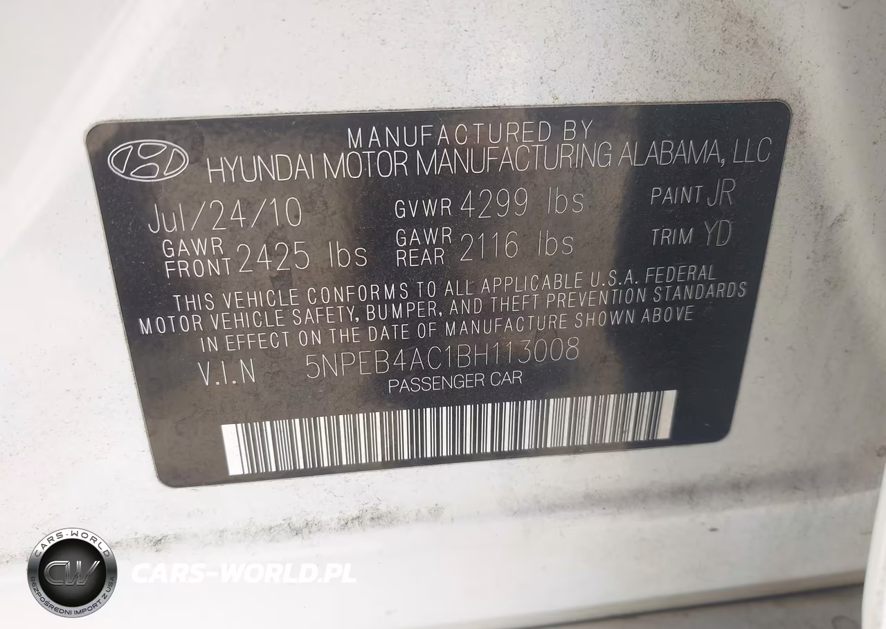2011 Hyundai Sonata Gls VIN:5NPEB4AC1BH113008 - 9