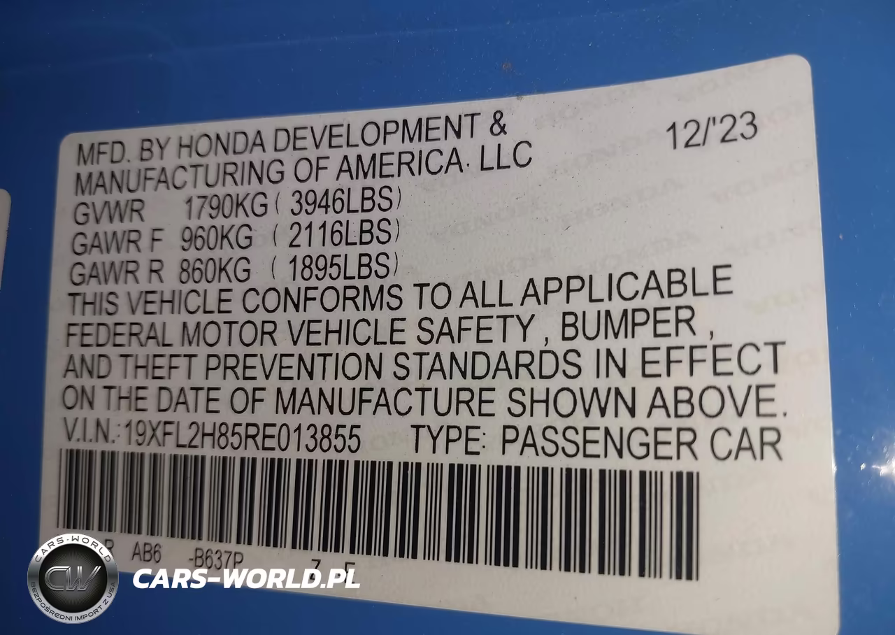 2024 Honda Civic Sport VIN:19XFL2H85RE013855 - 9