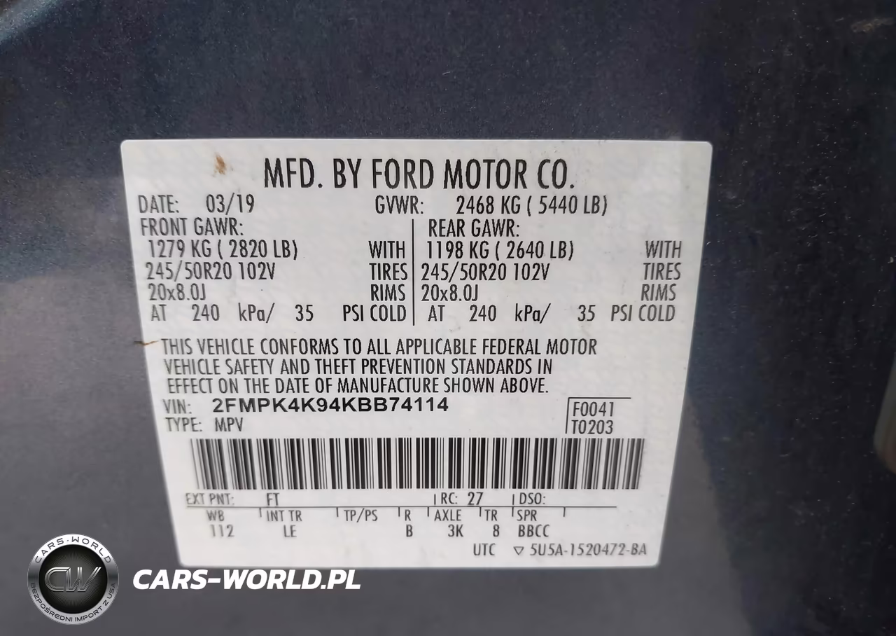 2019 Ford Edge Titanium VIN:2FMPK4K94KBB74114 - 9