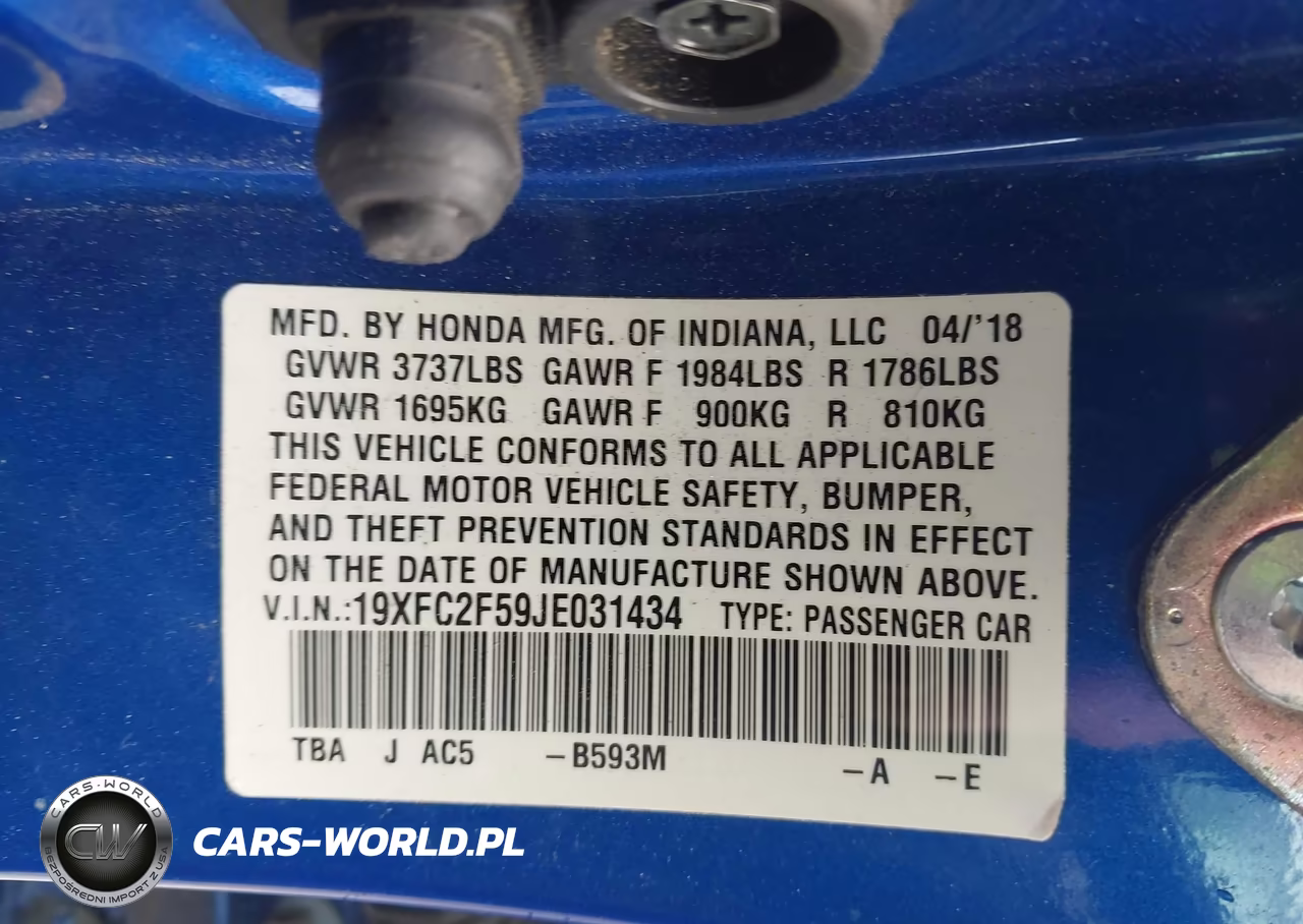 2018 Honda Civic Lx VIN:19XFC2F59JE031434 - 9