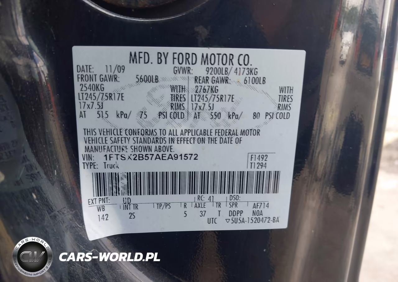 2010 Ford F250 Super Duty VIN:1FTSX2B57AEA91572 - 9