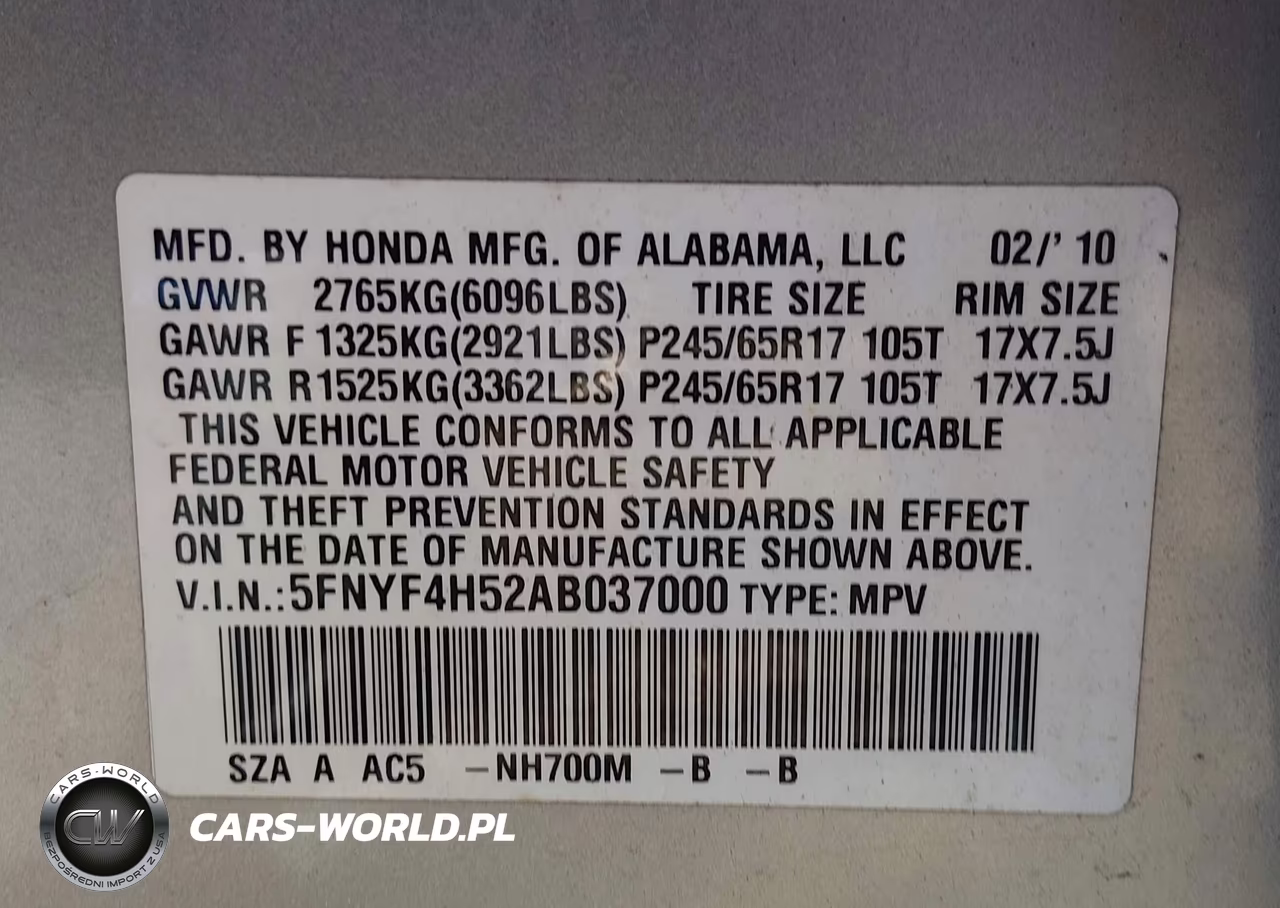 2010 Honda Pilot Ex-L VIN:5FNYF4H52AB037000 - 9