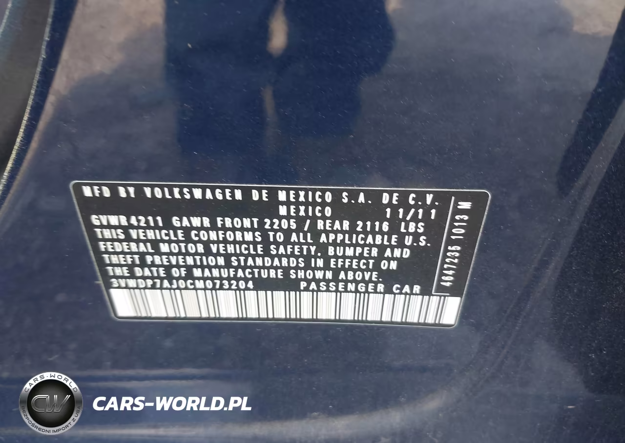 2012 Volkswagen Jetta 2.5L Se VIN:3VWDP7AJ0CM073204 - 9