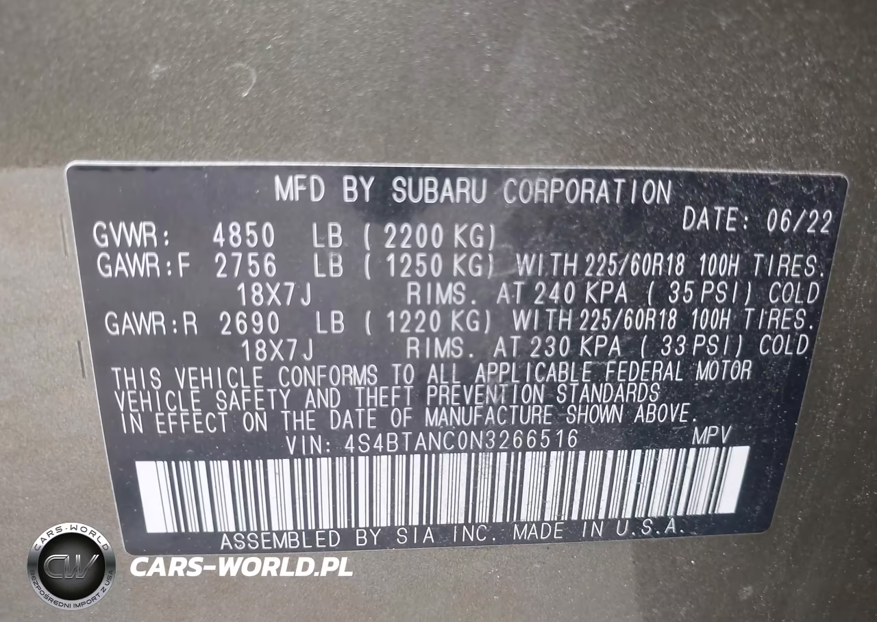 2022 Subaru Outback Limited VIN:4S4BTANC0N3266516 - 9