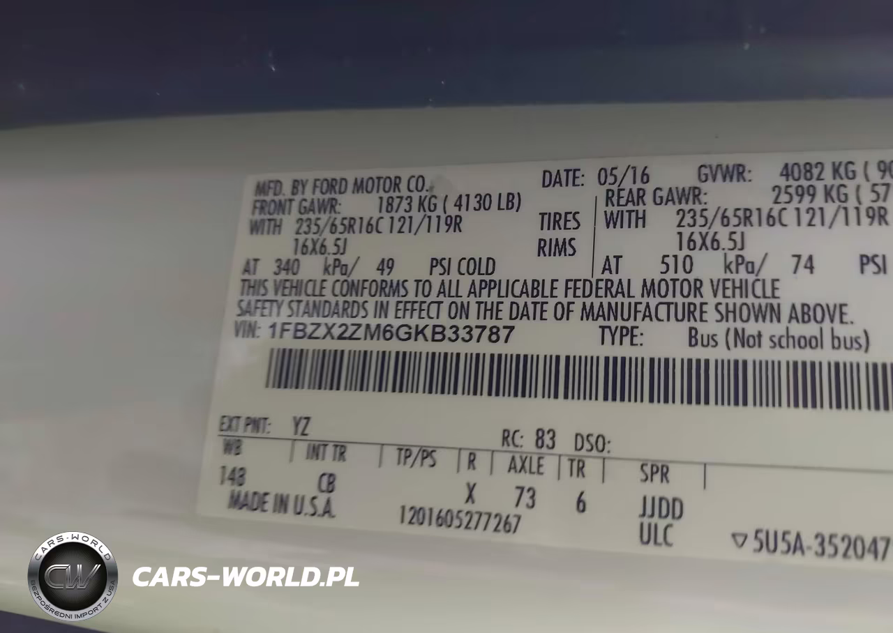2016 Ford Transit-350 Xl VIN:1FBZX2ZM6GKB33787 - 9