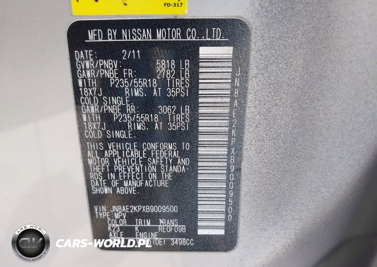 2011 Nissan Quest Sl VIN:JN8AE2KPXB9009500 - 9