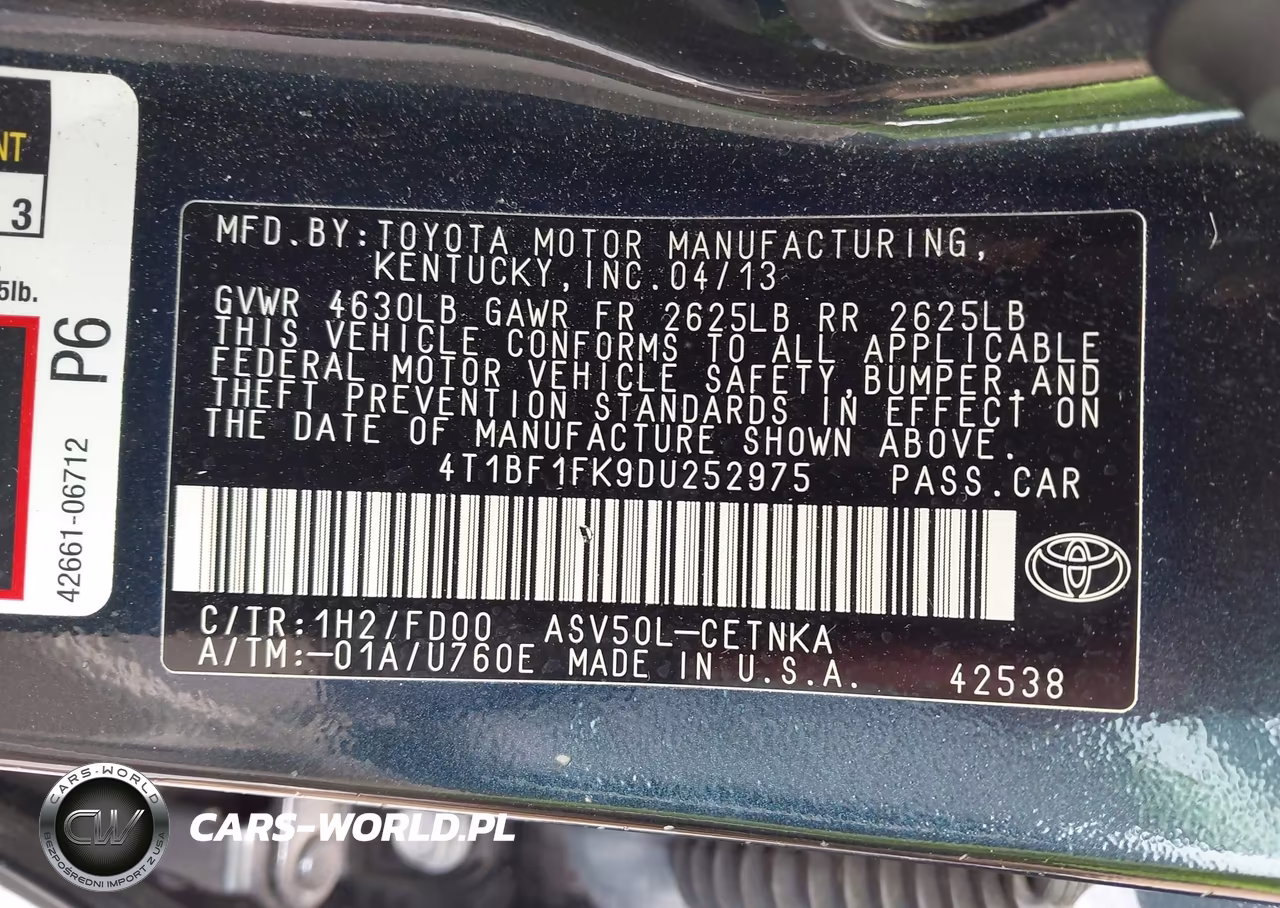 2013 Toyota Camry L-Se-Le-Xle VIN:4T1BF1FK9DU252975 - 9