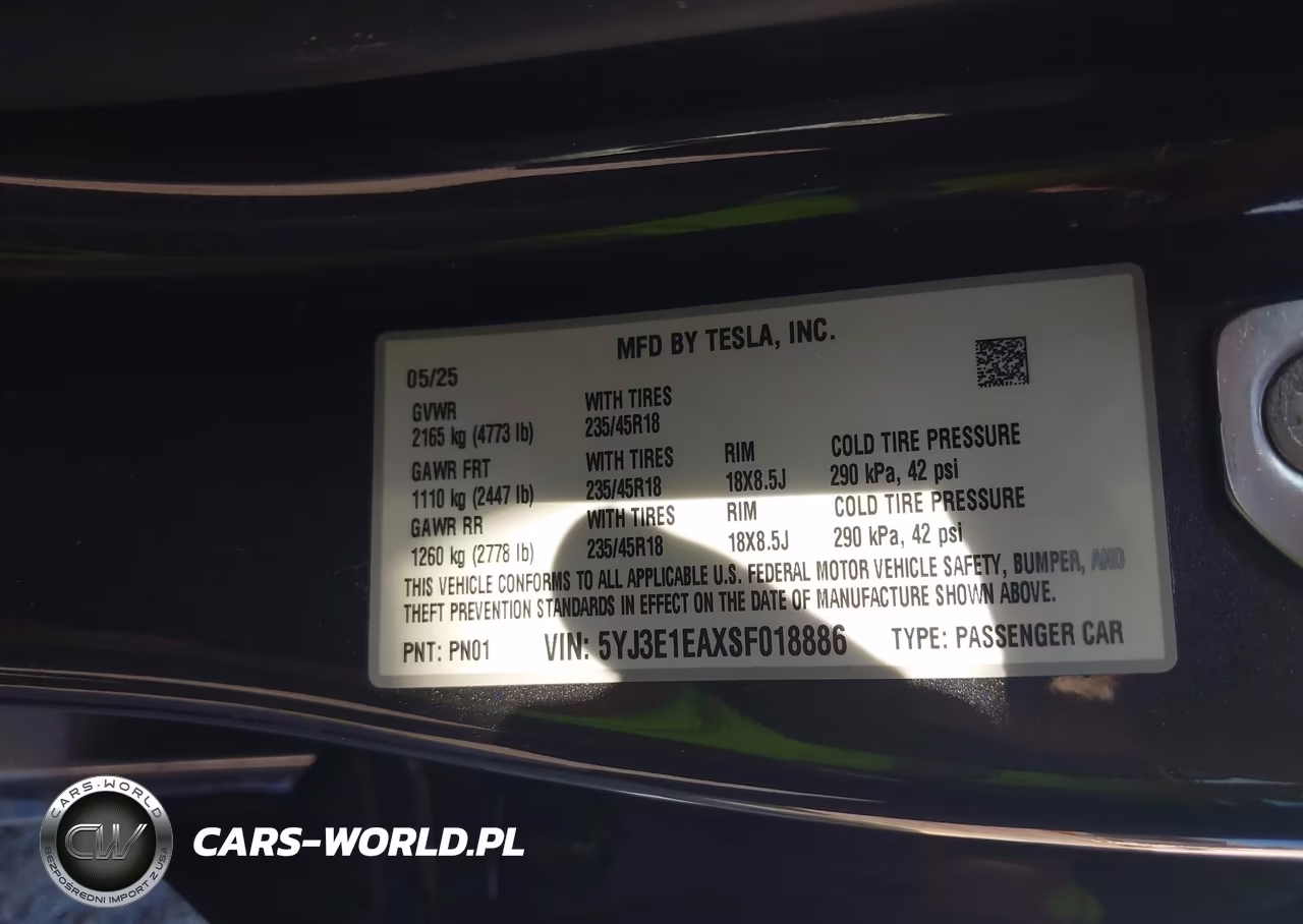 2025 Tesla Model 3 Long Range Rear-Wheel Drive-Standard Rear-Wheel Drive VIN:5YJ3E1EAXSF018886 - 9