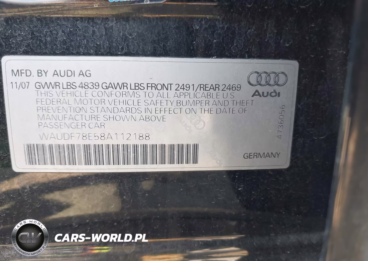 2008 Audi A4 2.0T VIN:WAUDF78E58A112188 - 9