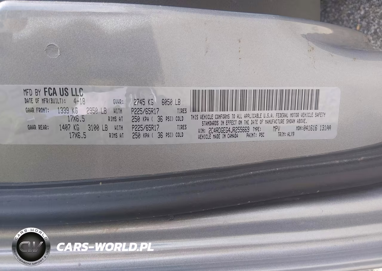 2018 Dodge Grand Caravan Gt VIN:2C4RDGEG4JR255669 - 9