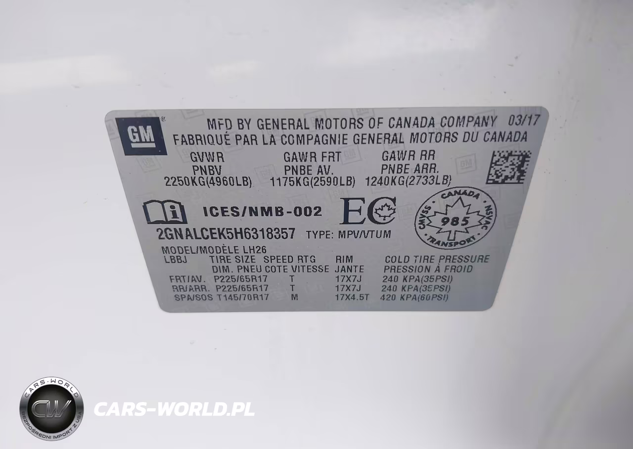 2017 Chevrolet Equinox Lt VIN:2GNALCEK5H6318357 - 9