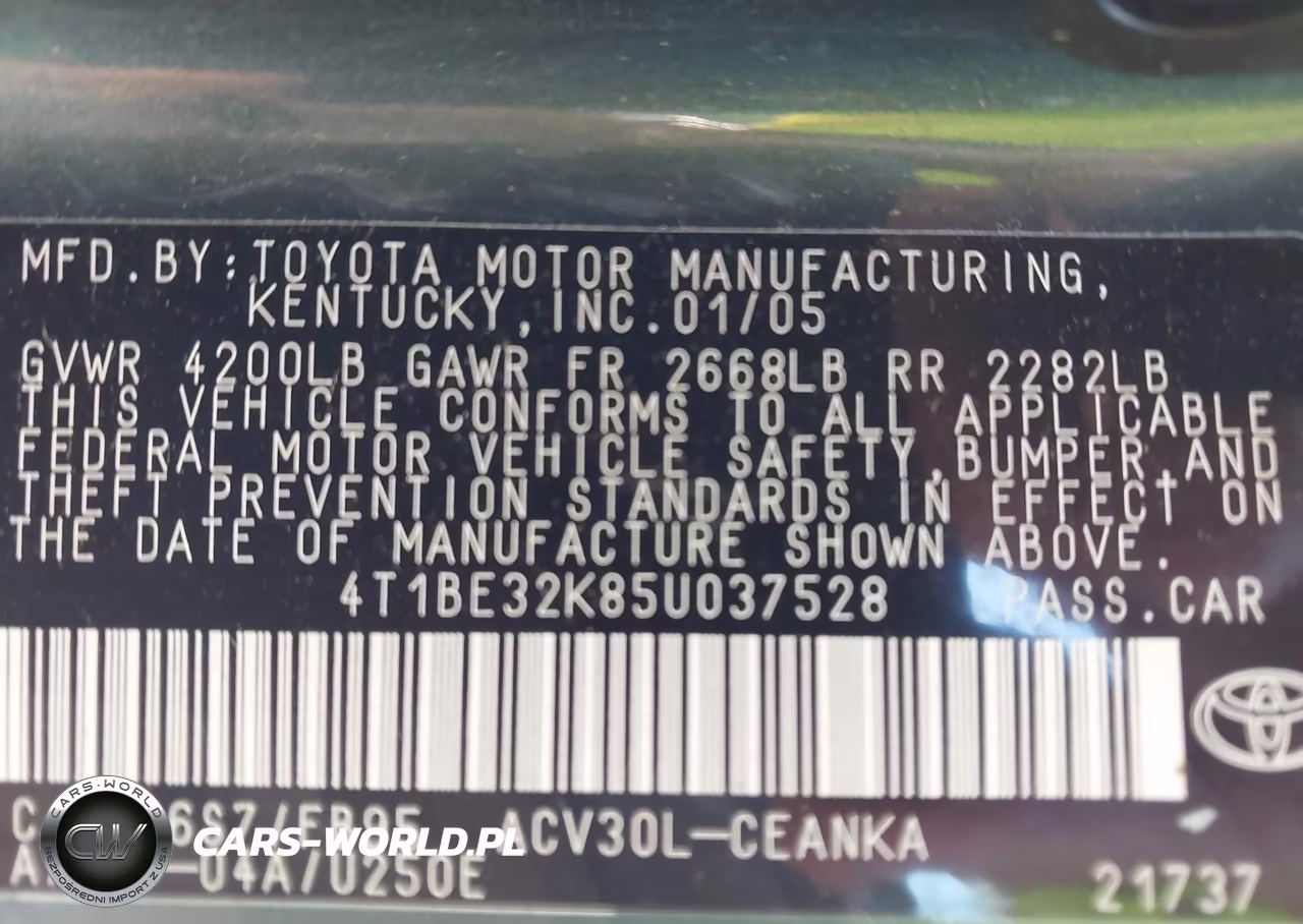 2005 Toyota Camry Le VIN:4T1BE32K85U037528 - 9