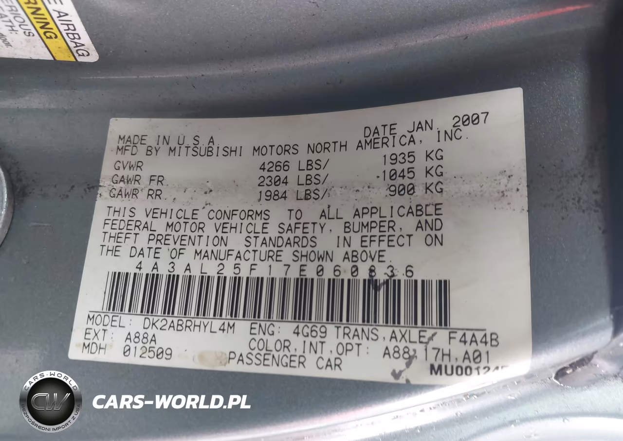 2007 Mitsubishi Eclipse Gs VIN:4A3AL25F17E060836 - 9