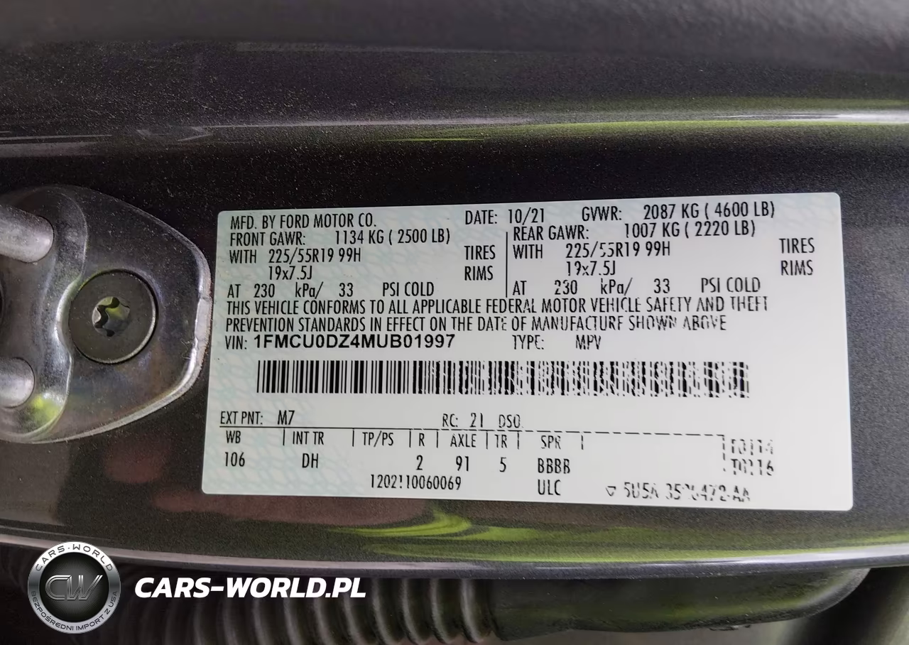 2021 Ford Escape Titanium Hybrid VIN:1FMCU0DZ4MUB01997 - 9