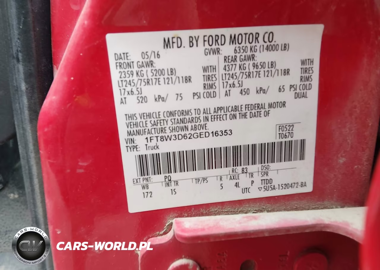 2016 Ford F-350 Xl VIN:1FT8W3D62GED16353 - 9