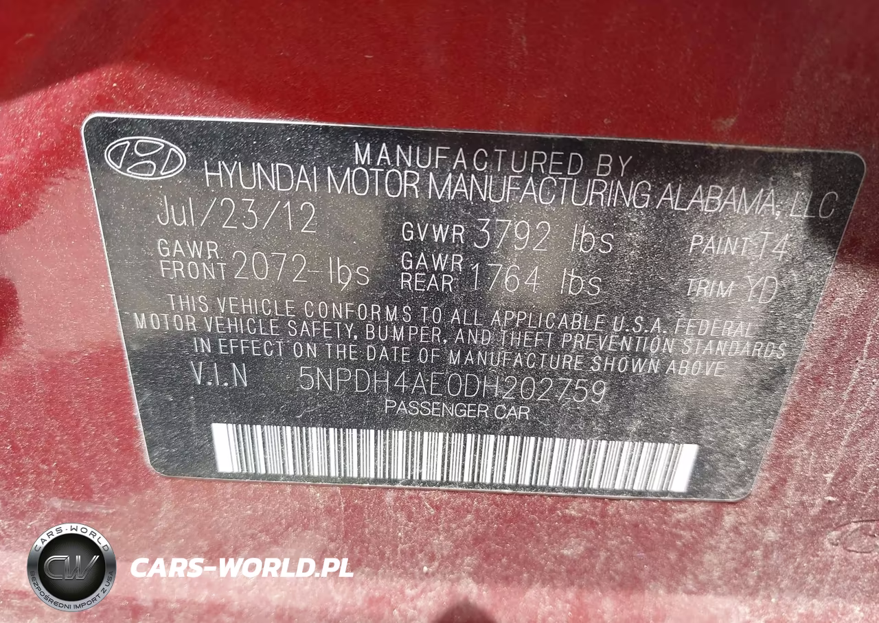 2013 Hyundai Elantra Limited VIN:5NPDH4AE0DH202759 - 9