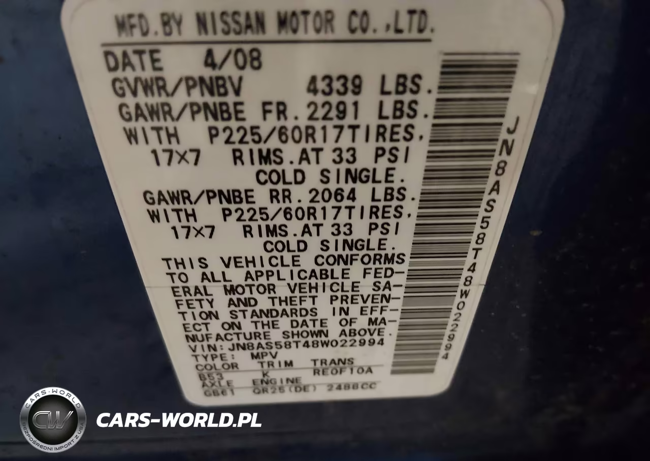 2008 Nissan Rogue Sl VIN:JN8AS58T48W022994 - 9