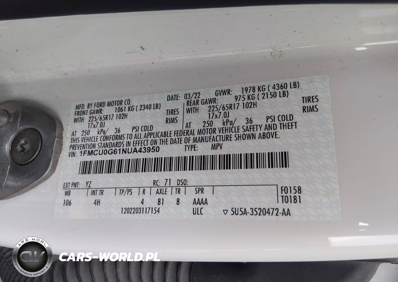 2022 Ford Escape Se VIN:1FMCU0G61NUA43950 - 9